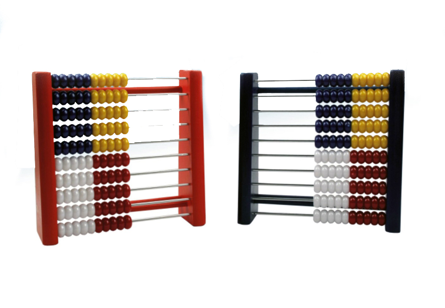 Rheita Rechenschieber aus Holz Rechenzählrahmen in rot