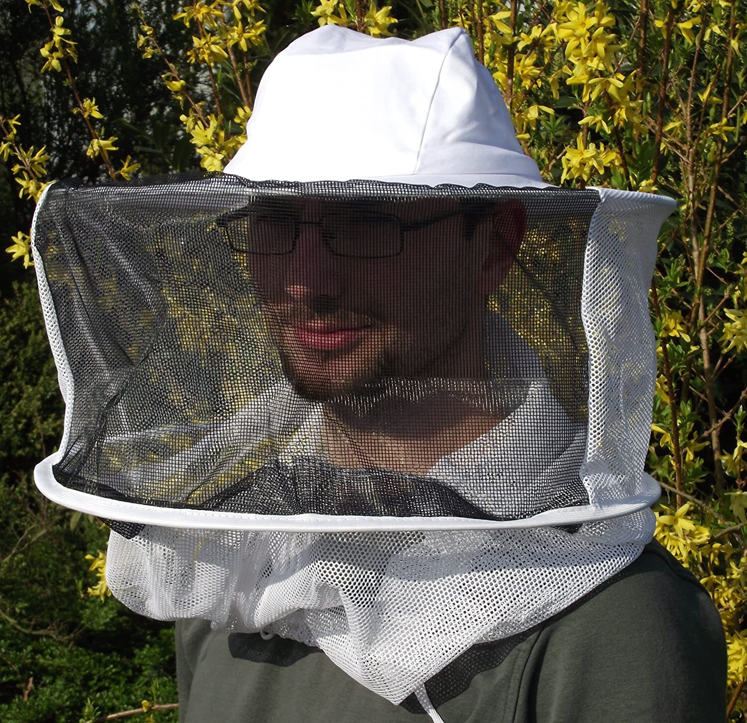 Bovie Qualitäts Imkerhut, Imkerschleier, Imkerhaube rund | Universalgröße für Erwachsene | auch für Jacke oder Overall mit Wulstkragen