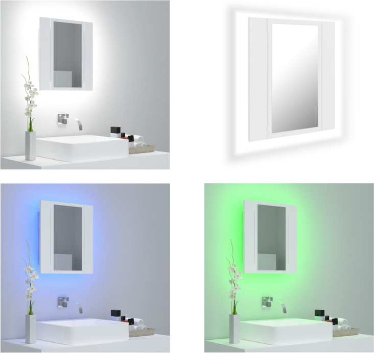 vidaXL LED Bad Spiegelschrank Weiß 40x12x45 cm Acryl - LED Spiegelschrank - LED Spiegelschränke - LED-Bad-Spiegelschrank - LED-Bad-Spiegelschränke HL804948