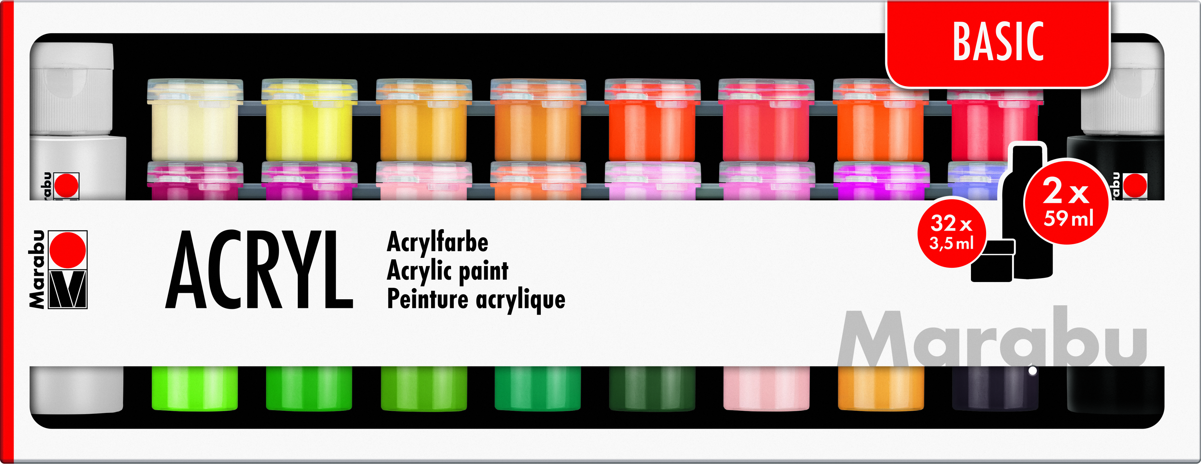 Marabu Acrylfarben-Set BASIC 32 x 3,5 ml /