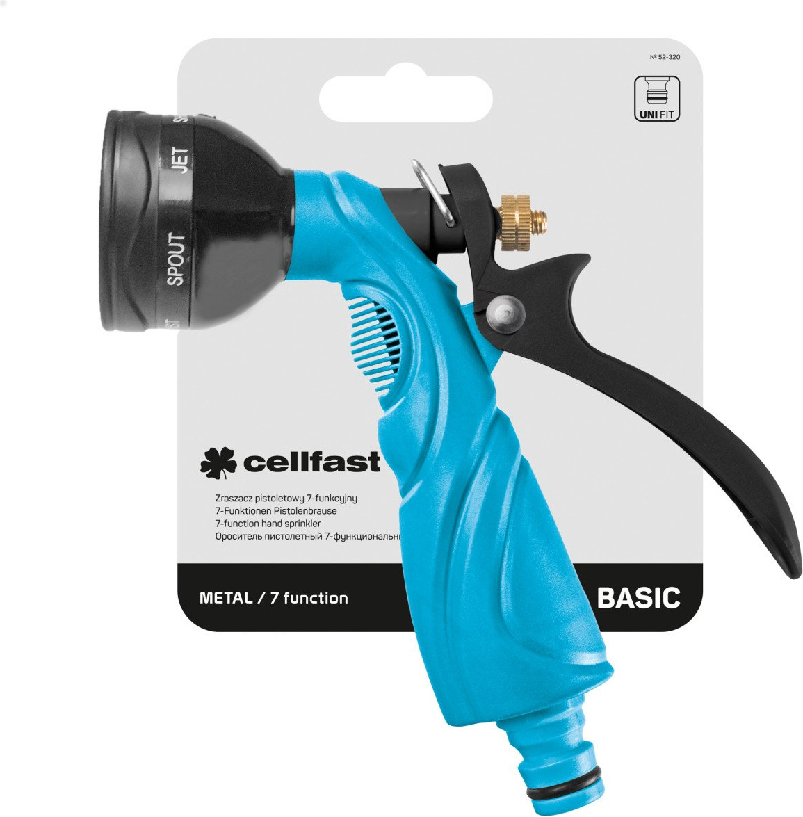Cellfast 7-Funktions-Basispistole aus Kunststoff ABS mit stufenloser Einstellung, 52-320