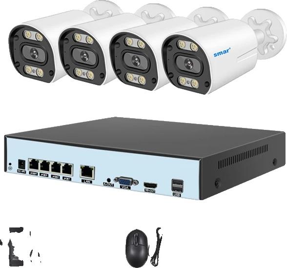 Bezpečnostný kamerový systém, rozlíšenie 8MP, AI rozpoznávanie tváre, 4CH NVR 4 kamery 8MP, žiadne