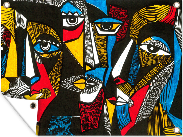 MuchoWow® 80x60 cm Outdoor-Poster Gartendeko Sichtschutz Garten Poster für den Garten Malerei - Ölgemälde - Kubismus 133|891515807