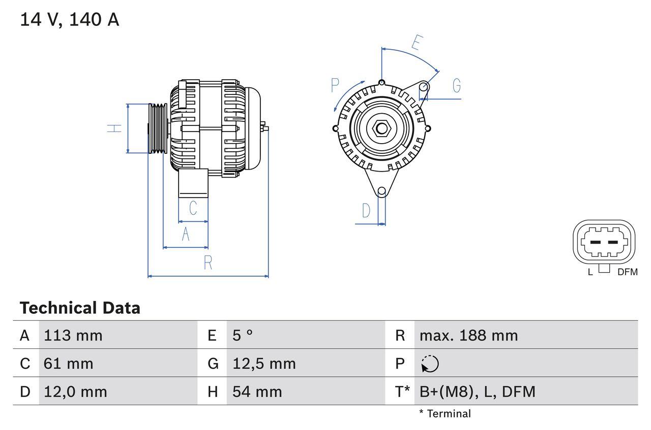 0 986 080 380 BOSCH generátor x