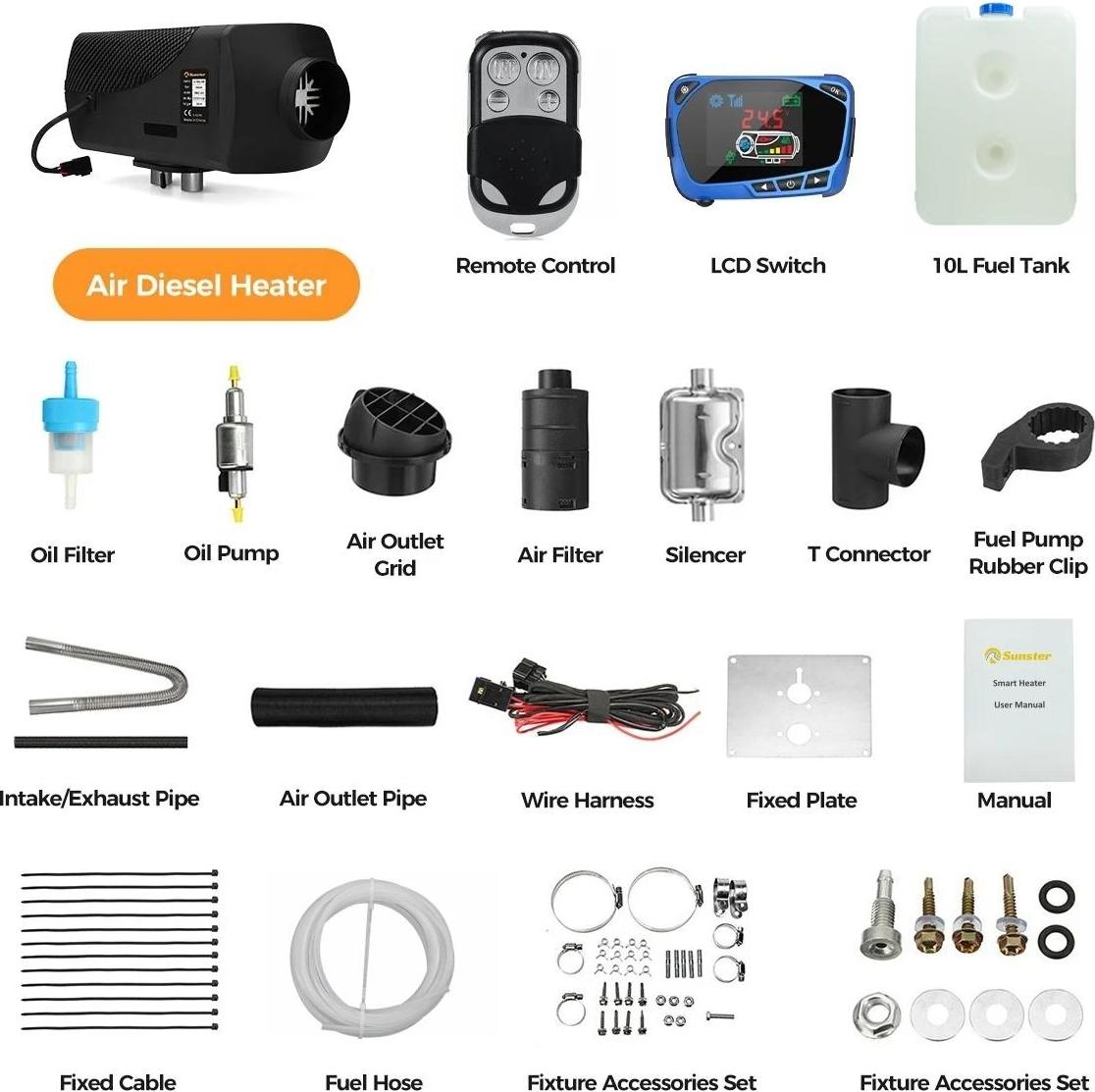 Ohrievač vzduchu, výkon 8 kW, prevádzka 12V, 12V 8 kW