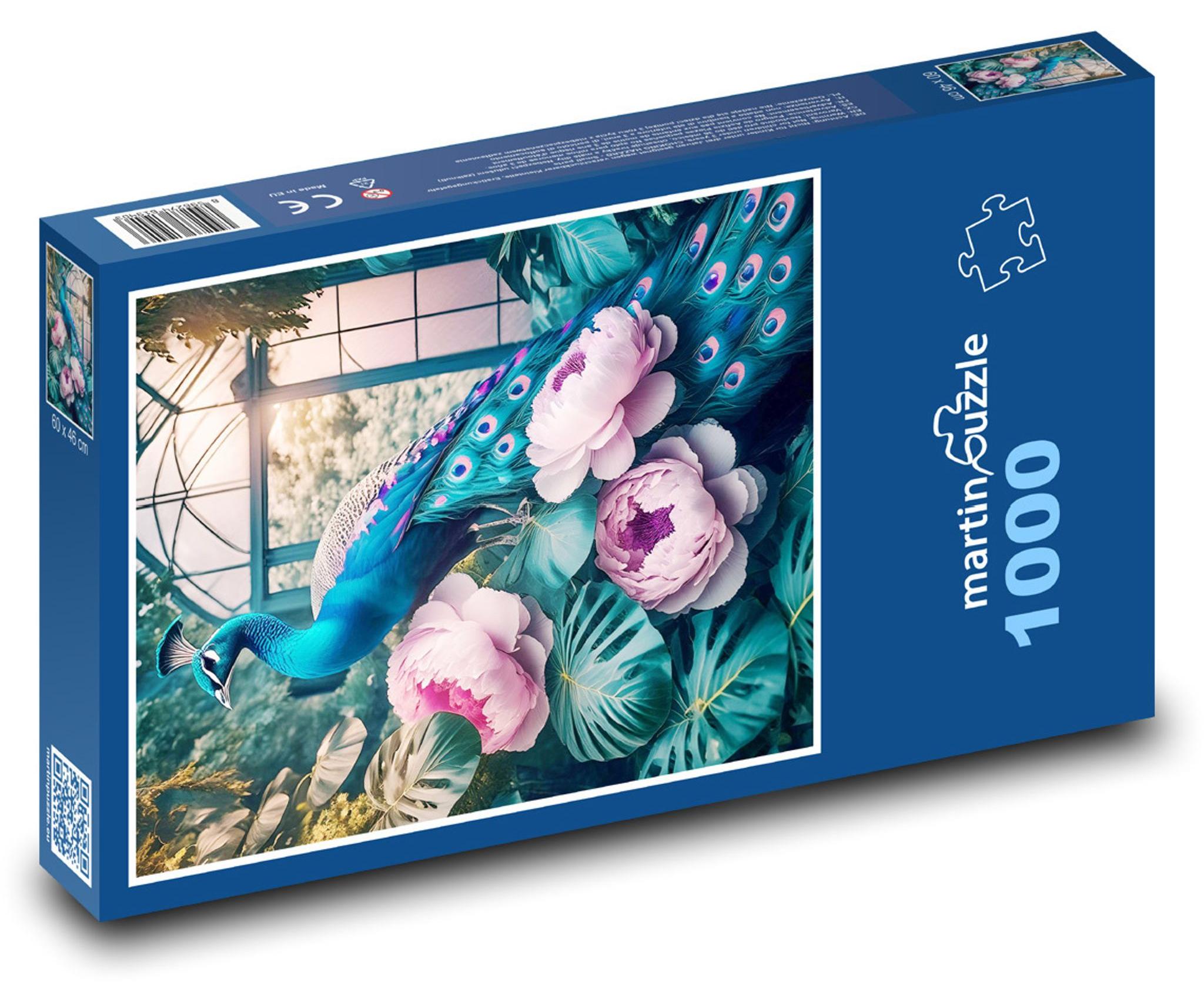 MCprint Puzzle 1000 Pfau im Fantasiegarten - martinpuzzle