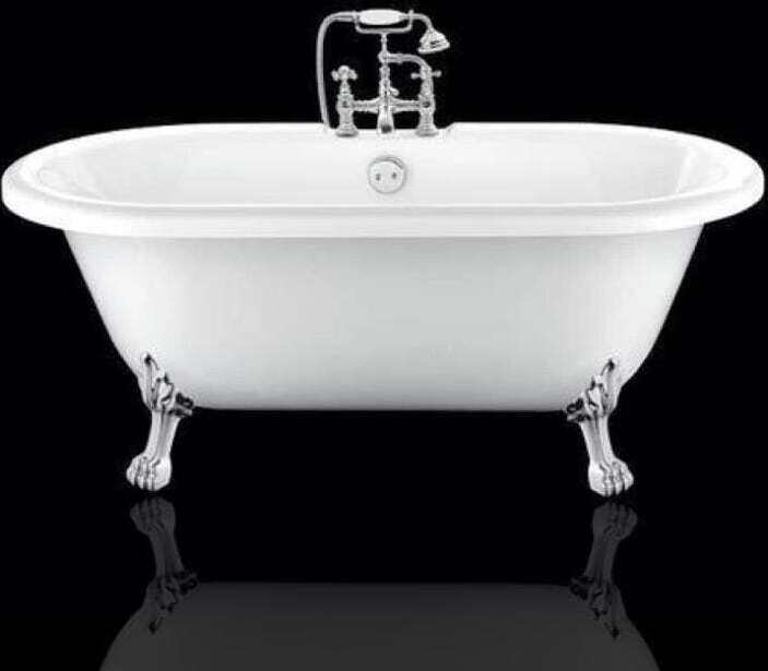 ROGIER & MOTHES Freistehende Badewanne mit Füßen CHELSEA Löwenfüße CHROM 154 cm