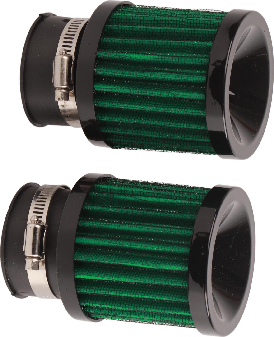 Gistuch 2 Stück Luftfilter 28-48 mm Hohe Filtrationseffizienz Universal für 50 cc 70 cc 90 cc 125 cc Moped Roller ATV Dirt Bike Schwarz Grün