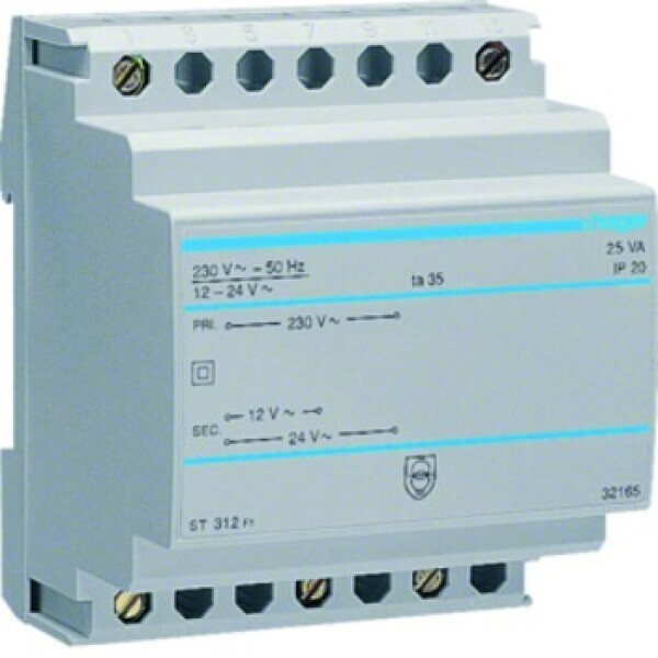 Hager Sicherheitstrafo 12V/2,08Ao.24V/1,04A ST312