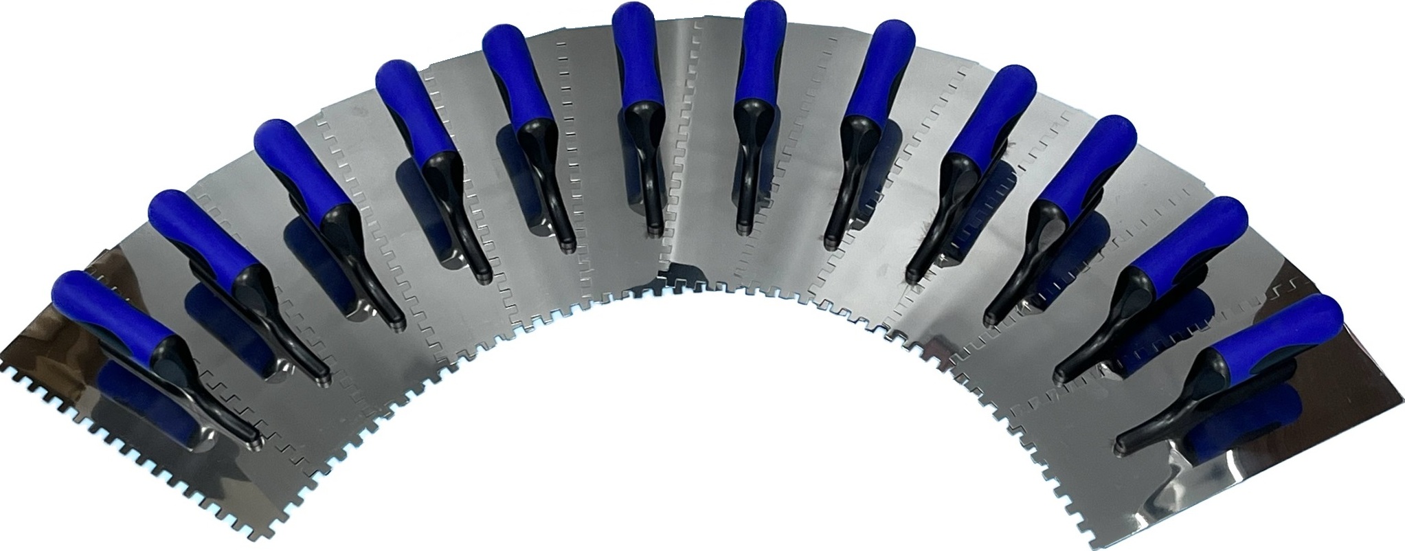 Rotthues 12er-Set Zahnkellen 8mm mit Softgriff rostfrei 280x130mm Zahnspachtel Glättekelle R-zahnkelle8-12