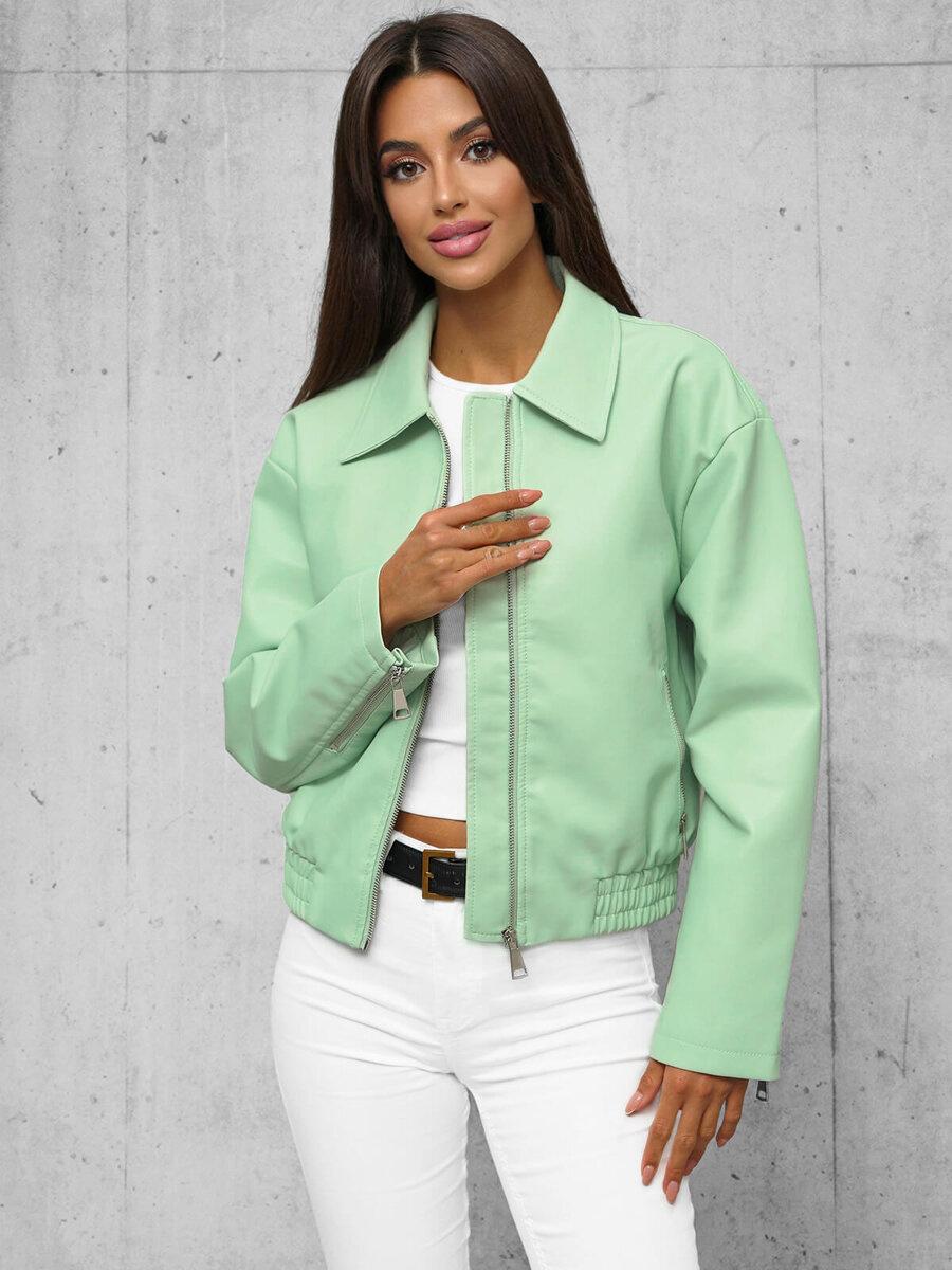 Damen Lederjacke Mintgrün OZONEE O/G116Z L/XL
