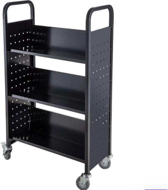 OEM Bücherregal mit Bücherwagen - 128,2x35x128,2 cm - Großer Speicherplatz für Bücher 2026