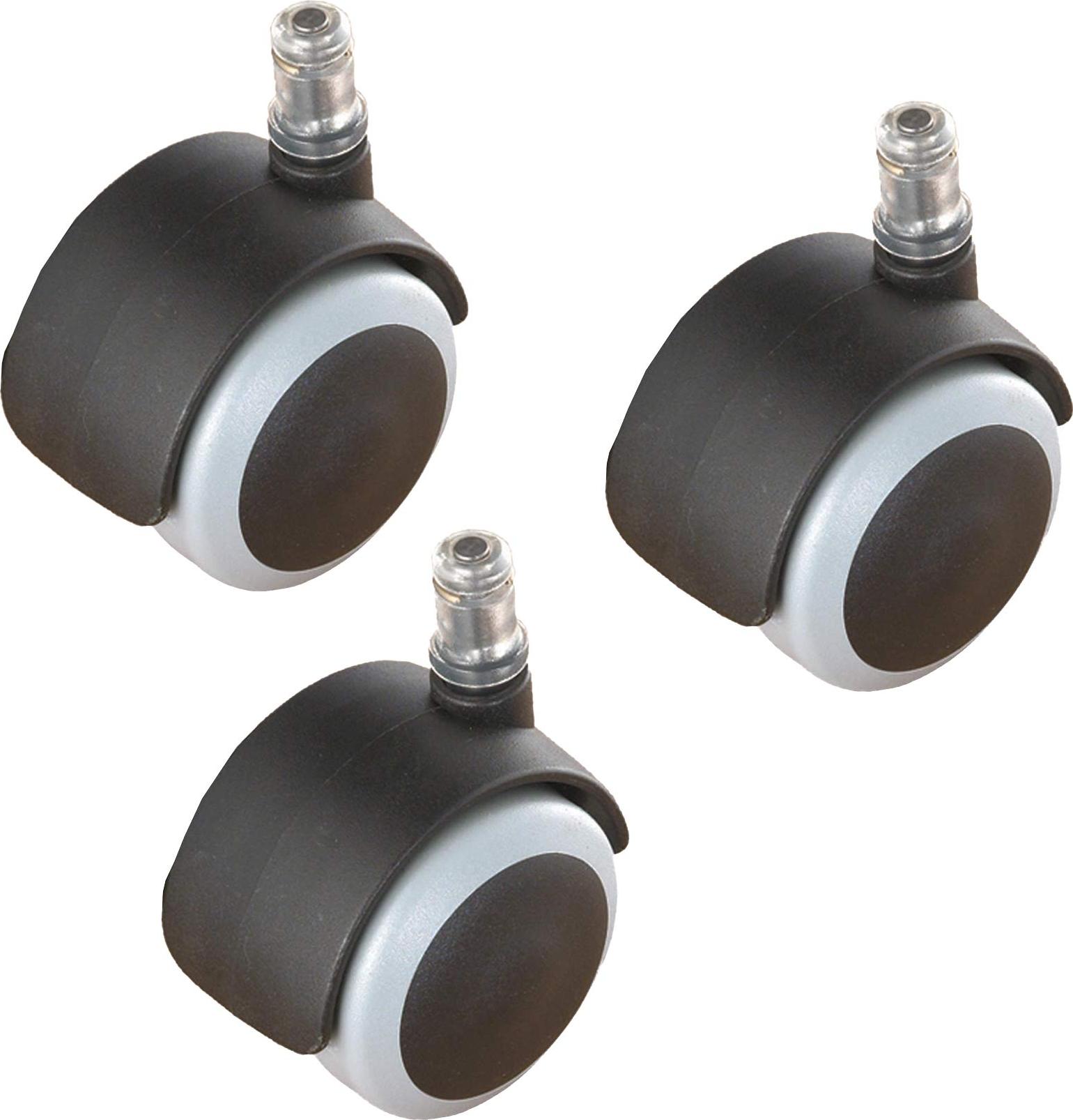 hometrend24 Set3 3 Rollen schwarz für harten Untergrund Stift Ø 8 mm