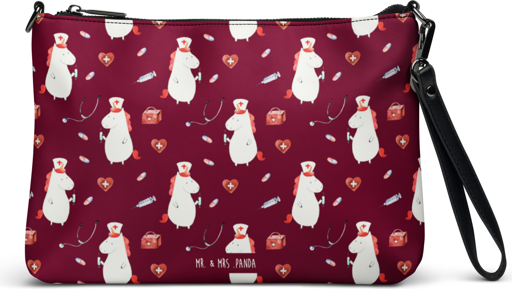 Mr. & Mrs. Panda Handtasche Einhorn Krankenschwester - Rot - Geschenk, Crossbody Bag, Damen, Unicorn, Krankenhaus, Ärztin, Tasche, Krankenpfleger, Krankenpflegerin PD-1599638-STANDARD