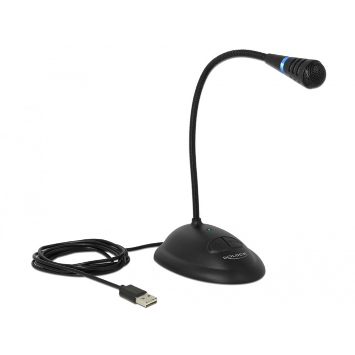 Mikrofón DELOCK USB so stojanom a tlačidlom Mute/On&Off 1,7 m