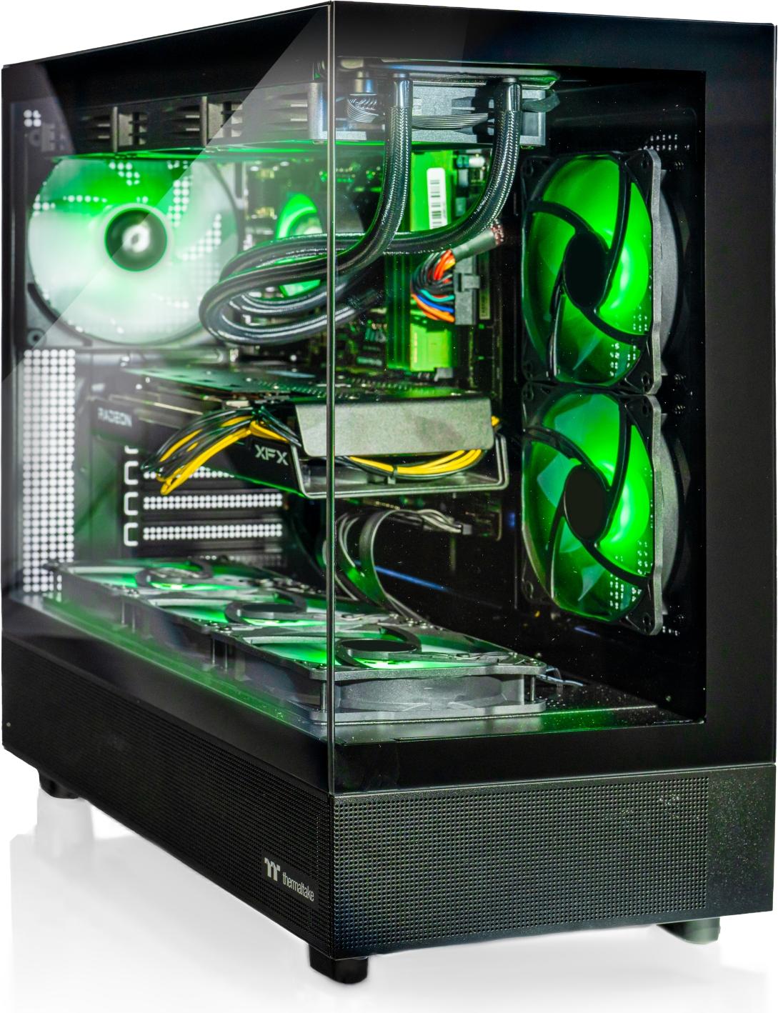 Gaming PC Glasgehäuse High End mit AMD Ryzen 5500 CPU | Nvidia GeForce RTX 3050 | 32 GB RAM DDR4 | 1 TB NVMe M.2 SSD | Wasserkühlung | Windows 11 Pro