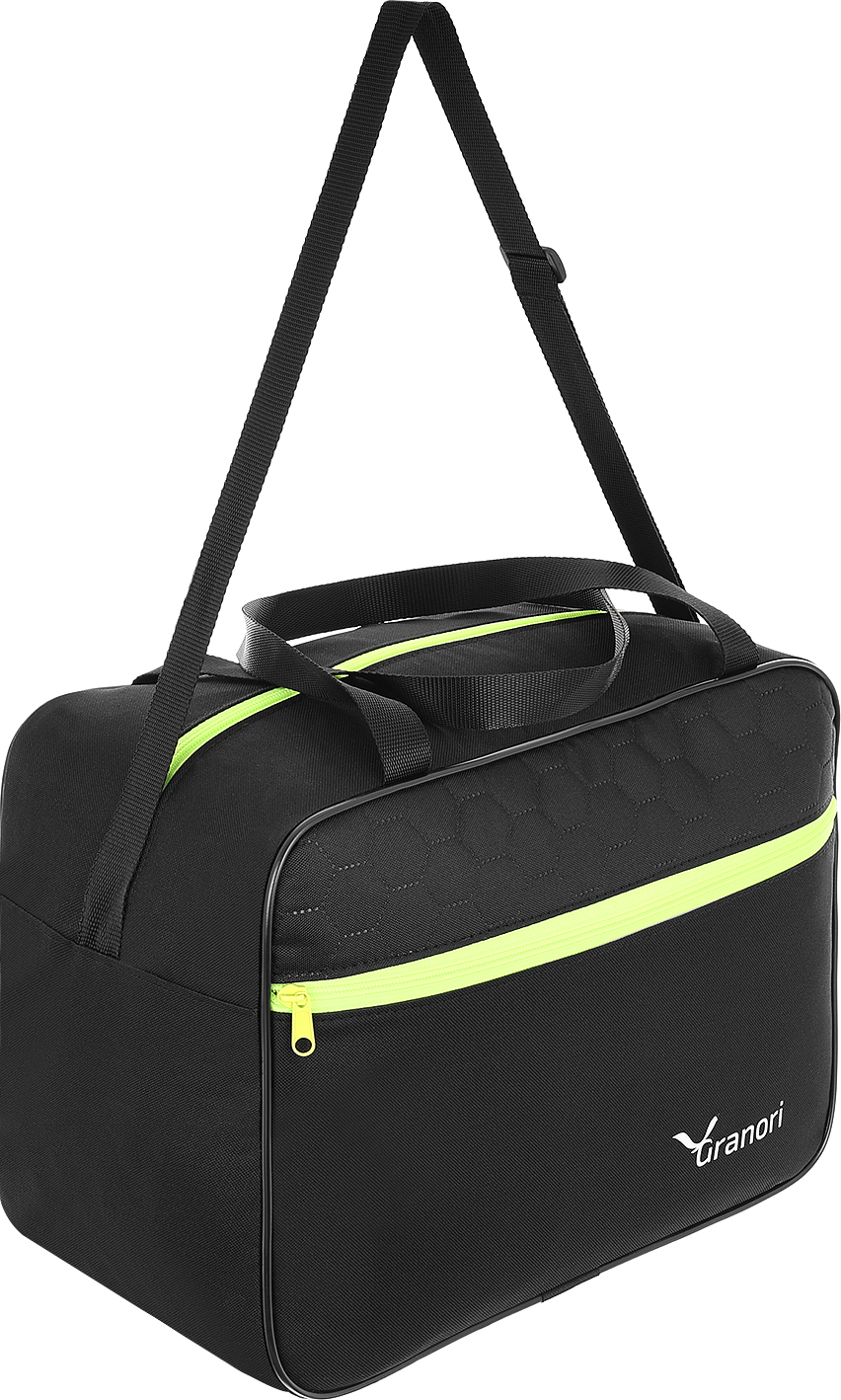 Granori Handgepäck Reisetasche 40x20x25 cm ideal geeignet als kleines Bord-/ Kabinen-/ Handgepäckstück für Flüge mit z.B. Ryanair in Neongelb/Schwarz