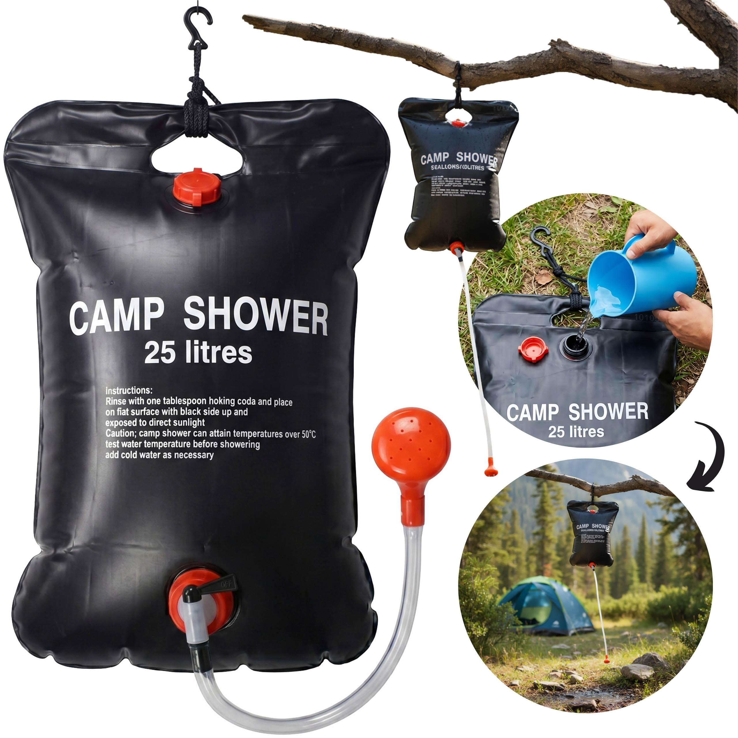 Garden line Tragbare Campingdusche, solarbetriebene Campingdusche, große Campingdusche, 25 L