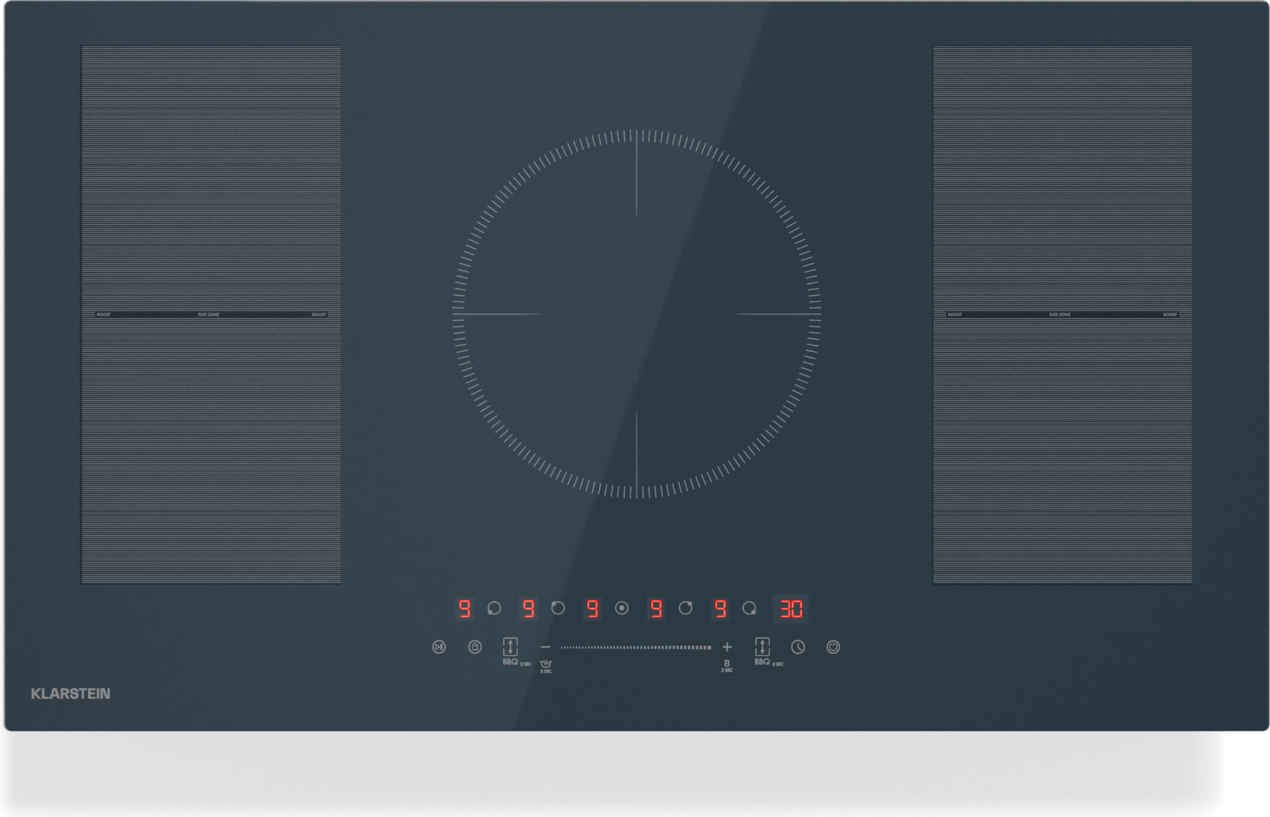 Klarstein Delicatessa 90 Flex indukčná varná doska - 5-zónová vstavaná varná doska, 9 500 W S funkciou Thermoboost, flexi zónou, sense control, časovačom a detskou poistkou, antracit, sklokeramika, 90 cm dizajn