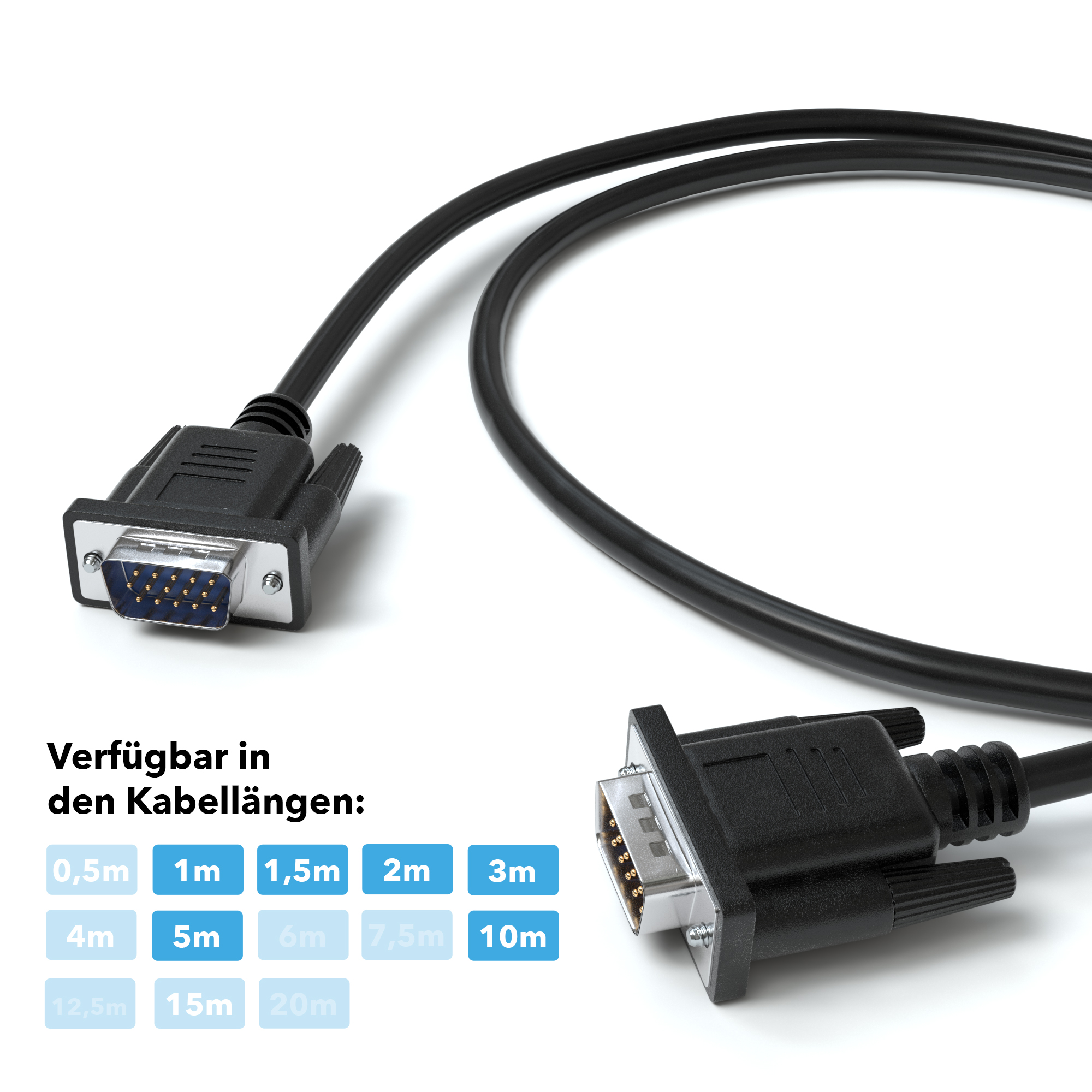 VGA auf VGA Kabel 1,9 1,8 1,5 M TFT Monitore LCD Fernseher TV S-VGA SVGA schwarz 