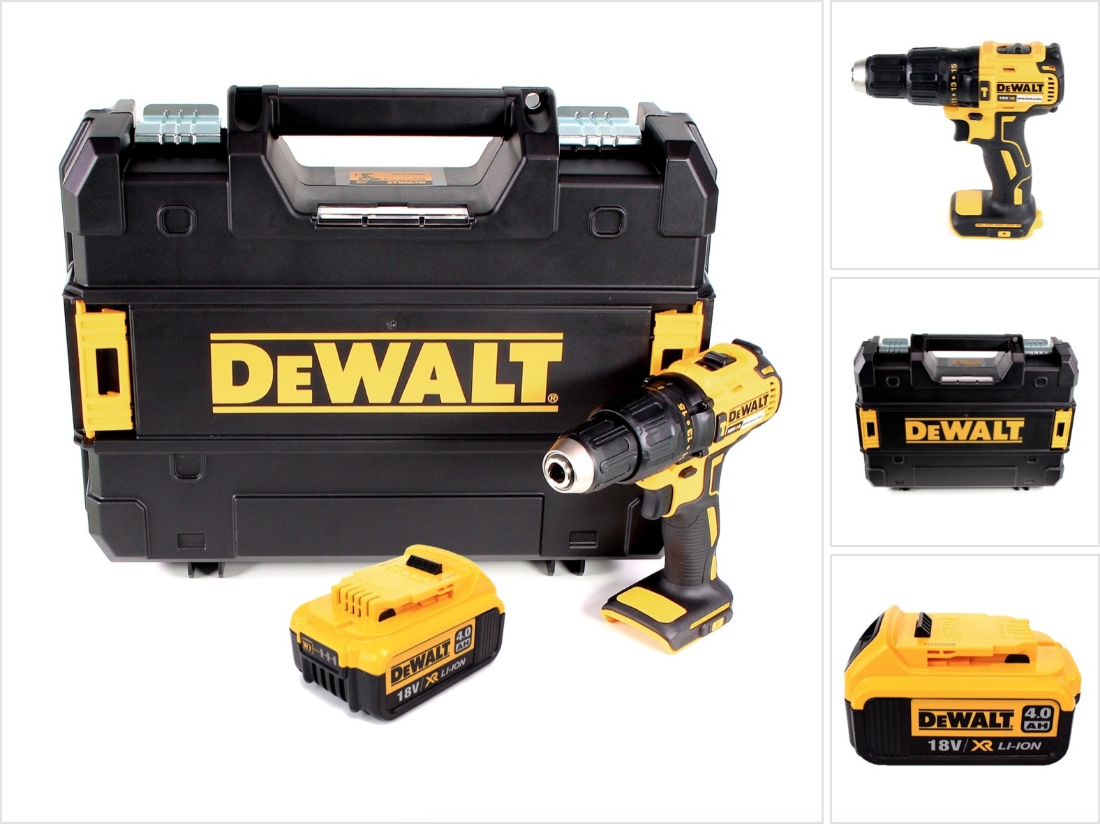 Akumulátorová príklepová vŕtačka DeWalt DCD 778 NT 18V 65Nm + 1x akumulátor 4,0Ah v krabici TSTAK - bez nabíjačky