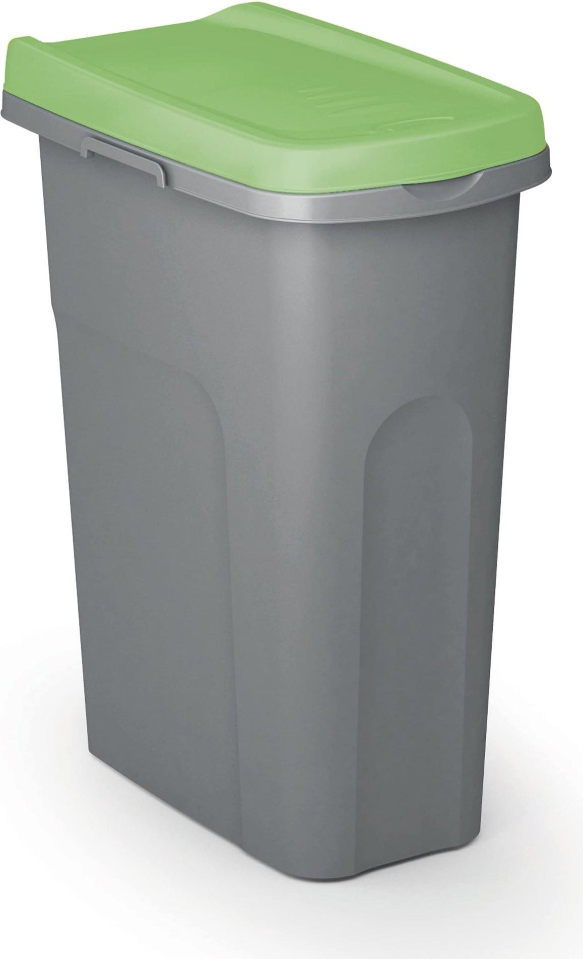 B2X 25-Liter-Kunststoffabfalleimer mit Deckel - Grau/Grün