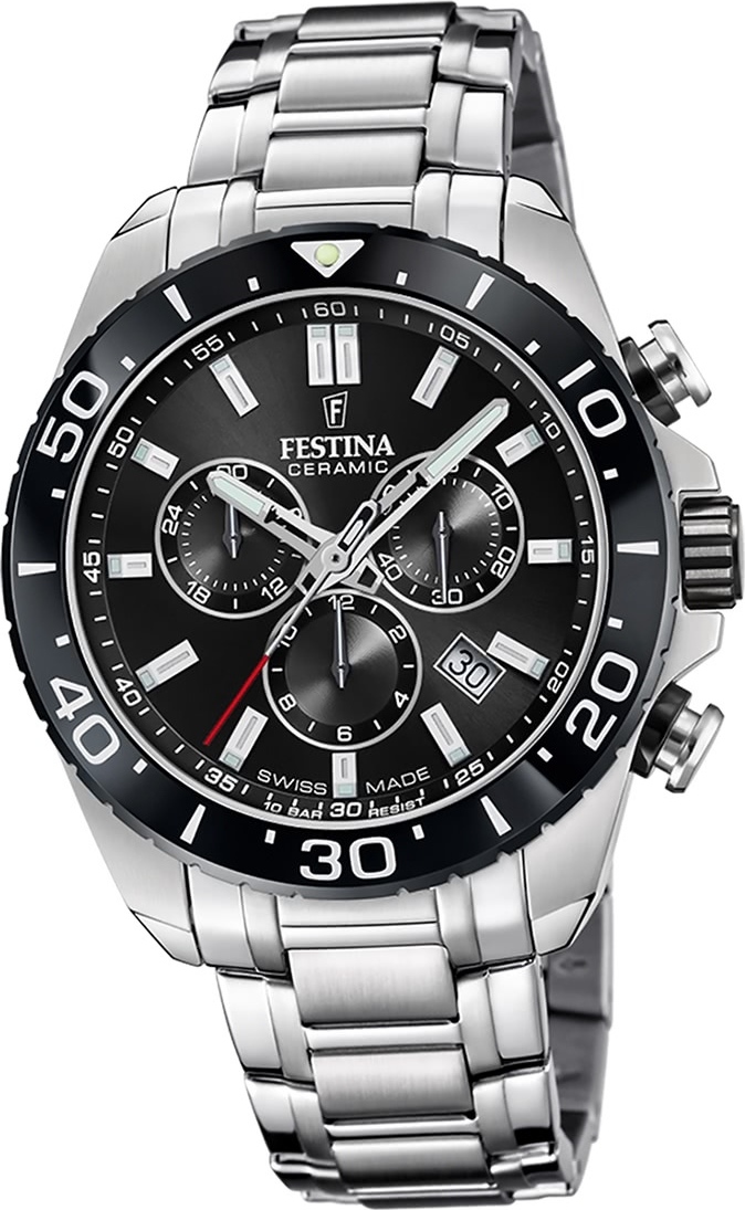 Festina pánske hodinky z ušľachtilej ocele strieborné Festina Swiss made náramkové hodinky D2UF20042/4
