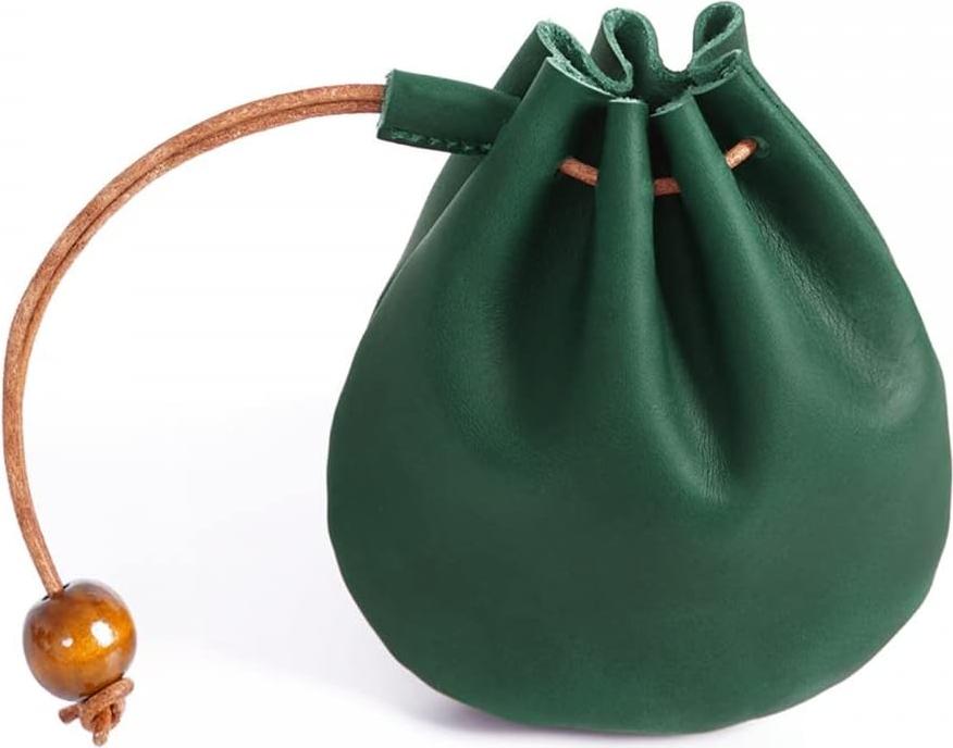 Markenlos Vintage Geldbörse - Ledertasche mit Kordelzug - Münzbeutel für Männer und Frauen - Einkaufszentrum-Artikel - Ausweis Bankkarte