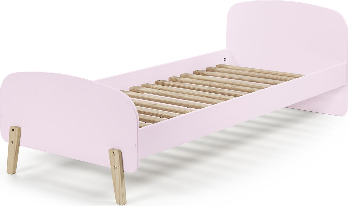 Einzelbett Karilynn 206x95x73 Kinderbett MDF+Massivholz rosa