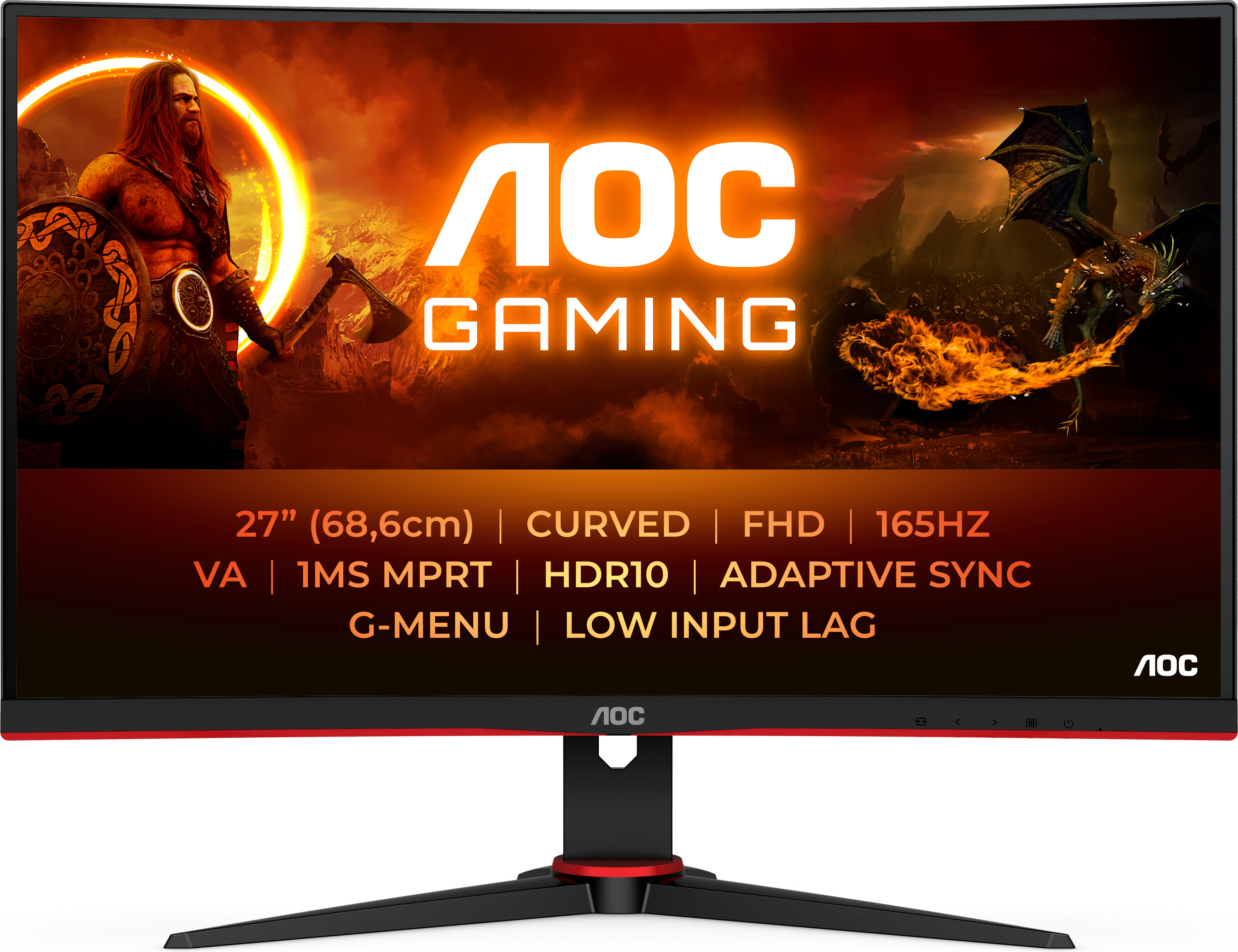 Monitor AOC C27G2E/BK | 27 cali | VA | VA | 1920 x 1080 pixelov | 16:9 | 4 ms | 4 ms | Czarny | Ilość portów HDMI 2 | 165 Hz