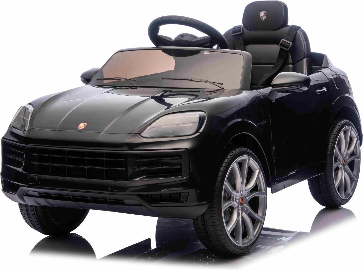 Beneo Elektrisches Ride-On Auto Porsche Cayenne 12V mit Hinterradantrieb – Lizenzmodell (Einzelsitz), schwarz, Lithium-Batterie, breiter Sitz, gefederte Achsen, 2,4 GHz Fernbedienung, MP3-Player mit USB-/AUX-Eingang, LED-Leuchten PORSCHE_CAYENNE_BDM0990_BLACK