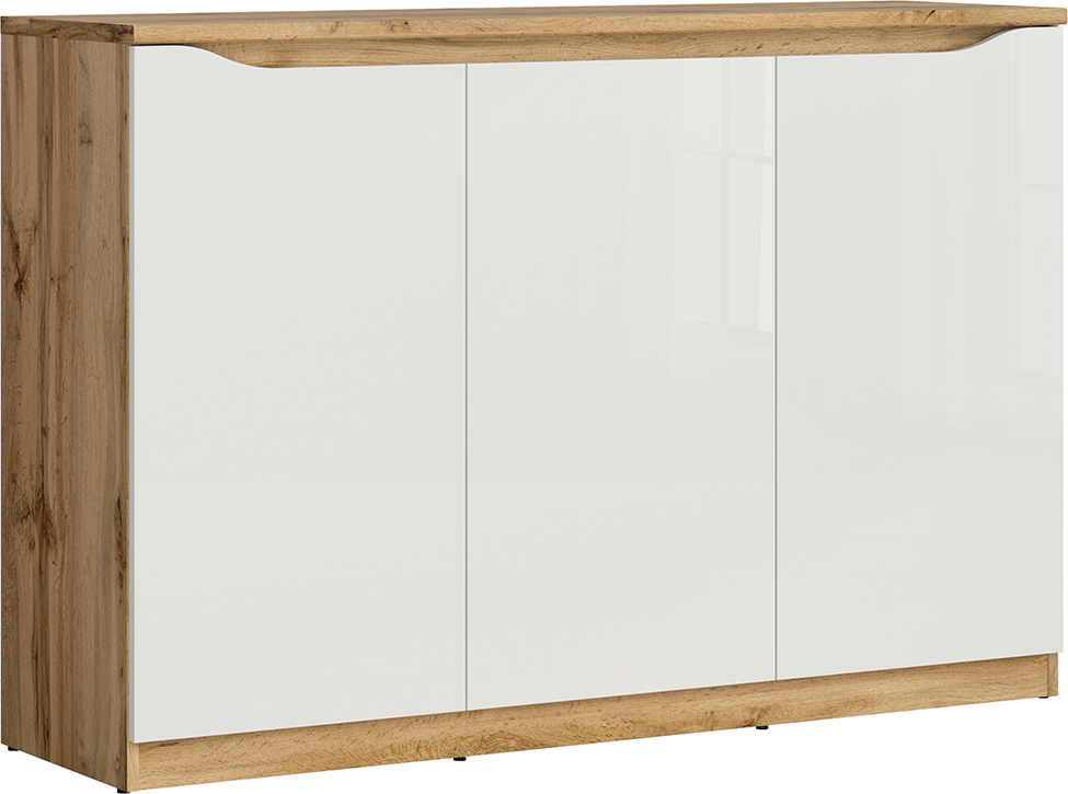Buffet June mit 3 Türen, Weiß und Holzoptik, 135cm