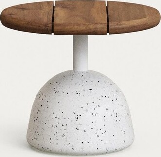 Natur24 Couchtisch Saura 55 x 55 x 48 cm Akazie Terrazzo Walnussfinish Weiß J0300104MM41