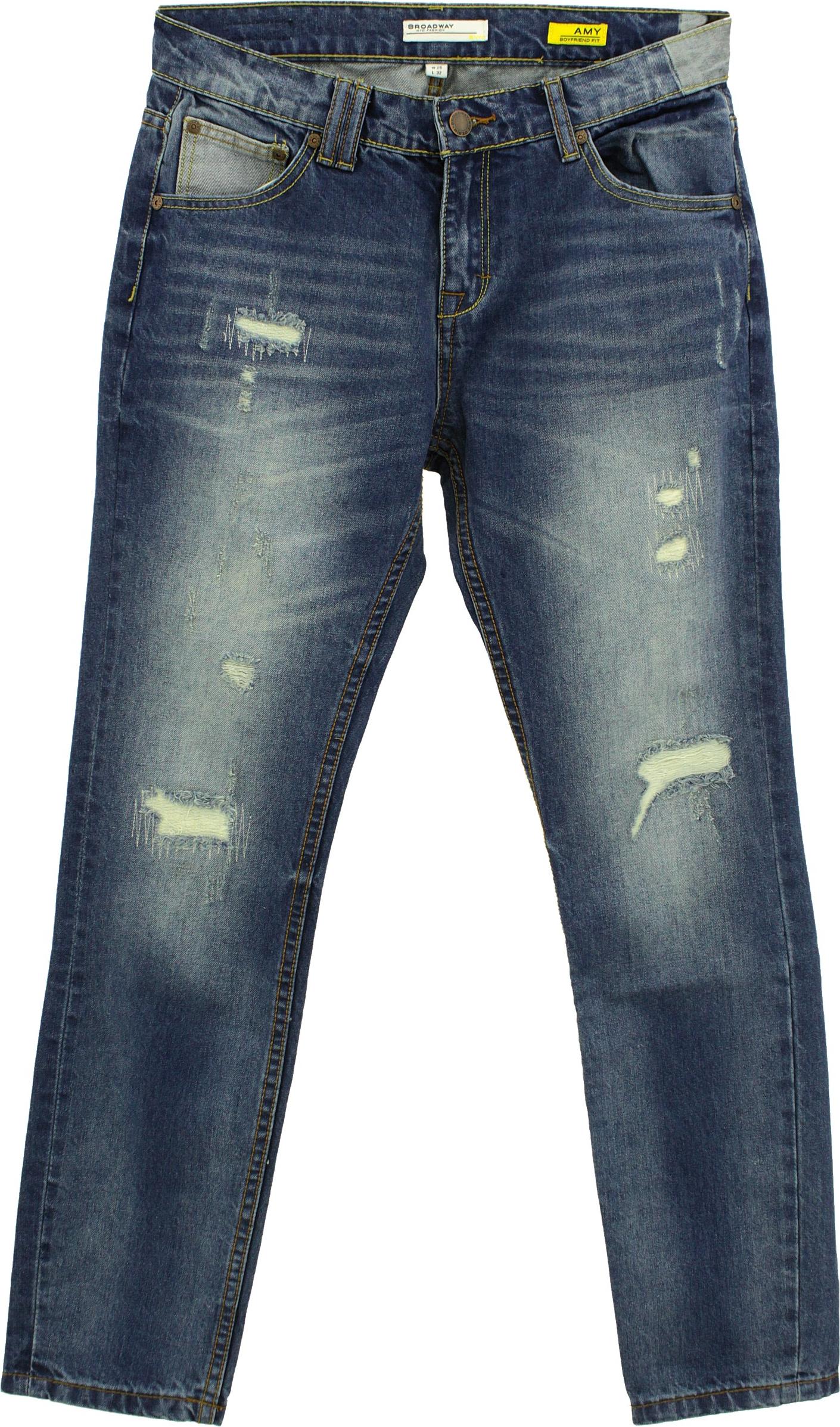 Broadway NYC Fashion 29173 Broadway, Amy, Damen Jeans Hose, Denim ohne Stretch, blue destroyed, W 29 L 32