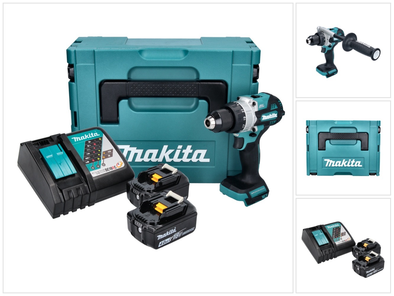 Akumulátorová príklepová vŕtačka Makita DHP 486 RMJ 18 V 130 Nm bez kefiek + 2x akumulátor 4,0 Ah + nabíjačka + Makpac