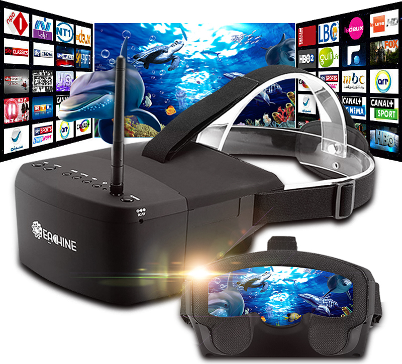 Eachine EV800 5 palcové okuliare FPV s rozlíšením 800x480 5.8G 40CH Raceband automatické vyhľadávanie vstavaná batéria VR okuliare