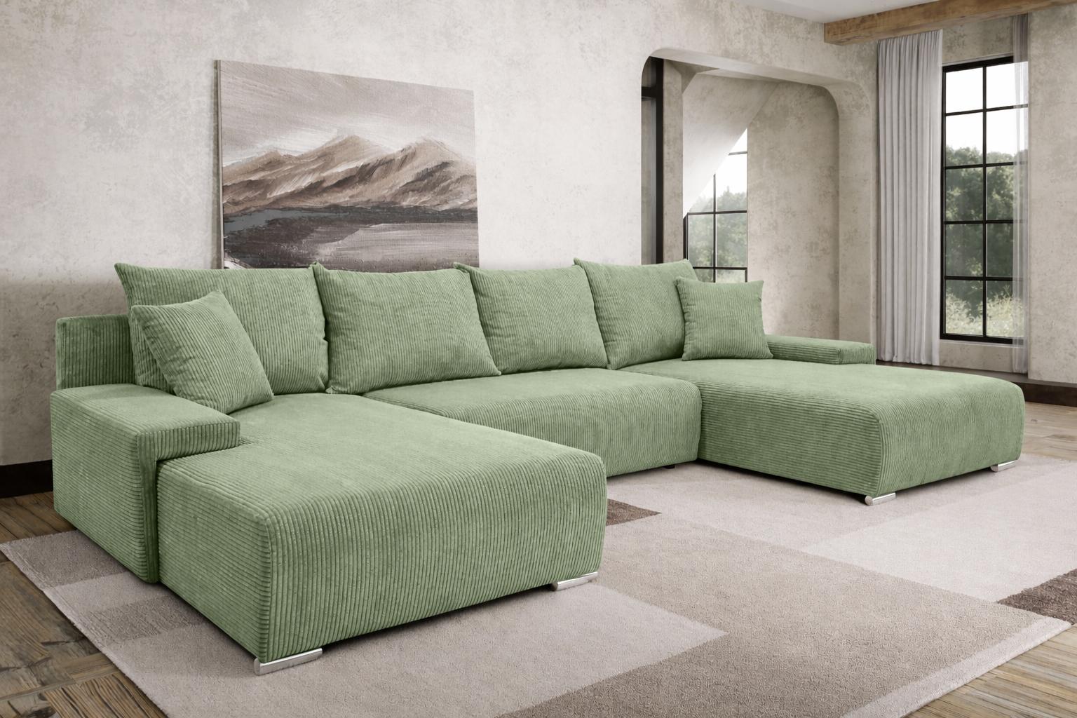 Kaiser Möbel Ecksofa, Sofa U form, Couch U form, Livorno U, stoff Poso, Gelb