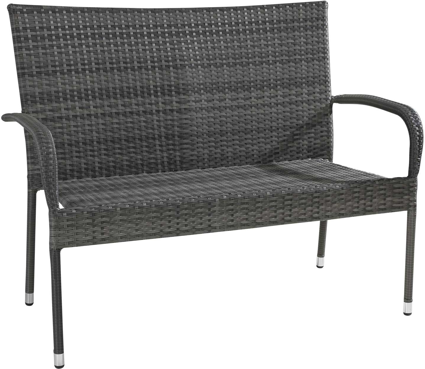 Gartenbank - Grau - Kunststoffgeflecht - Stahlrahmen - B 120 cm