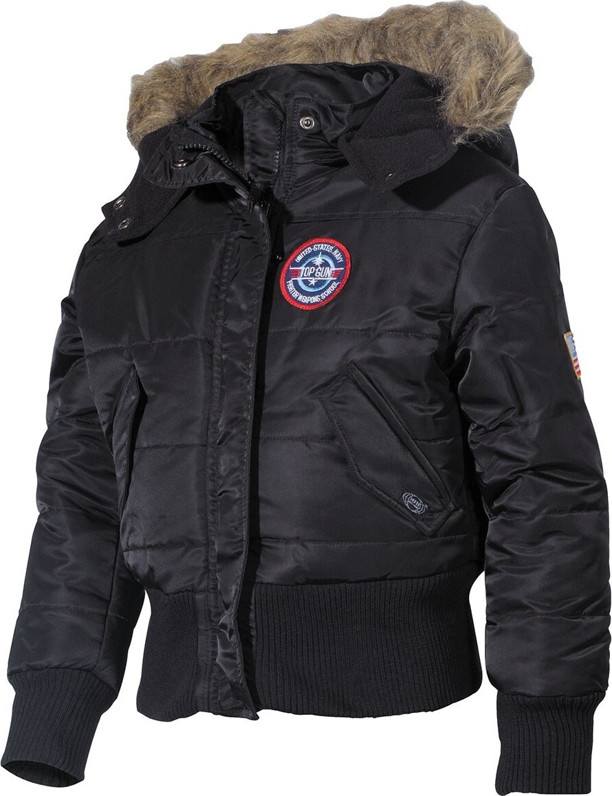 MFH US Kinder-Polarjacke, N2B,schwarz, Kapuze mit Fellkragen