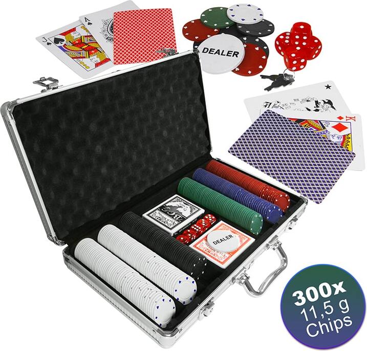Stylekiste Pokerset Im Alu Koffer Texas Holdem Spielkarten 300 Chips Kartendecks Würfel 20340