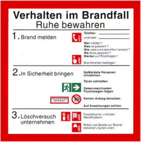 MBS FIRE Verhalten in Brandfall Schild ISO neue Norm Brandschutzordnung