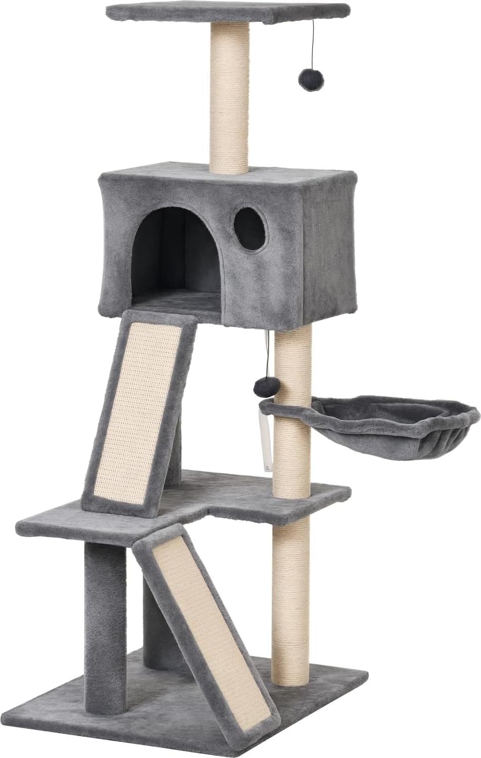 Markenlos Katzenkratzbaum mit mehreren Etagen und Höhle – Perfekt für Spielspaß und Entspannung