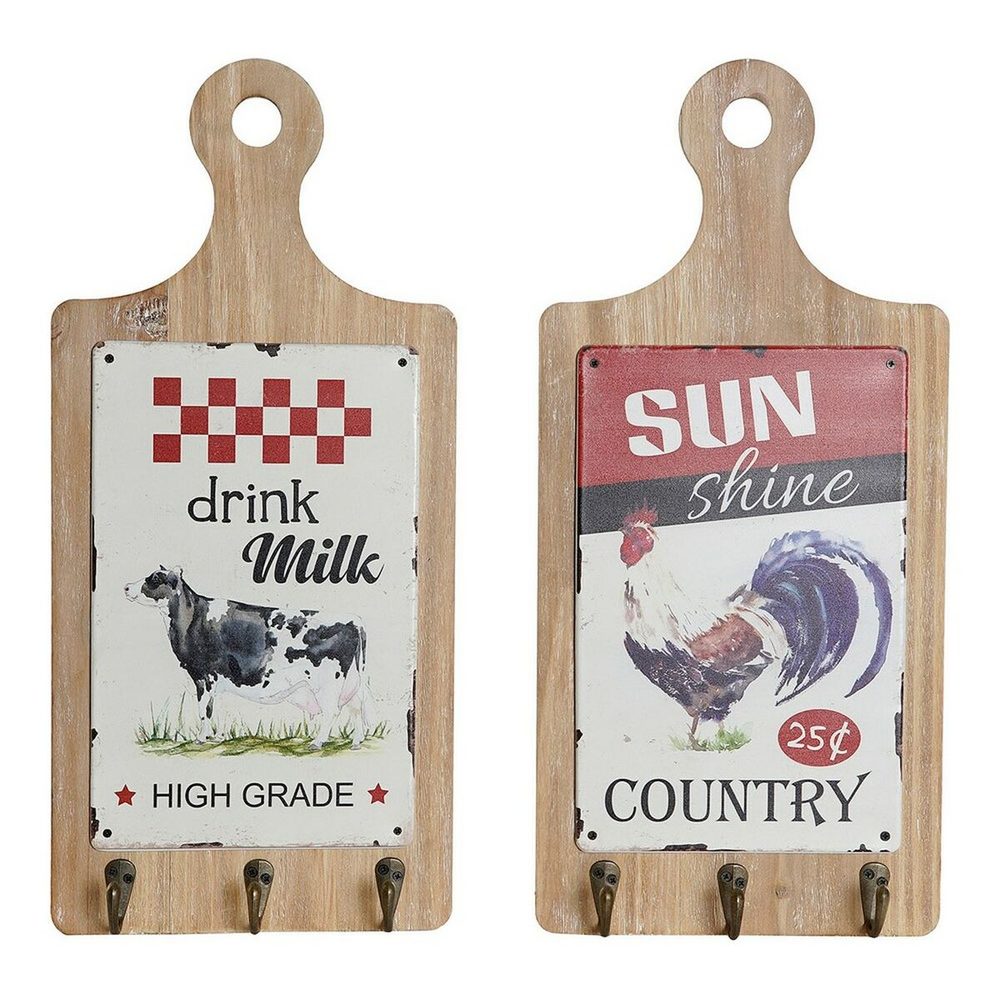 Hattestativ DKD Home Decor Rot Holz Metall (2 pcs) (21 x 5 x 45 cm) P294641