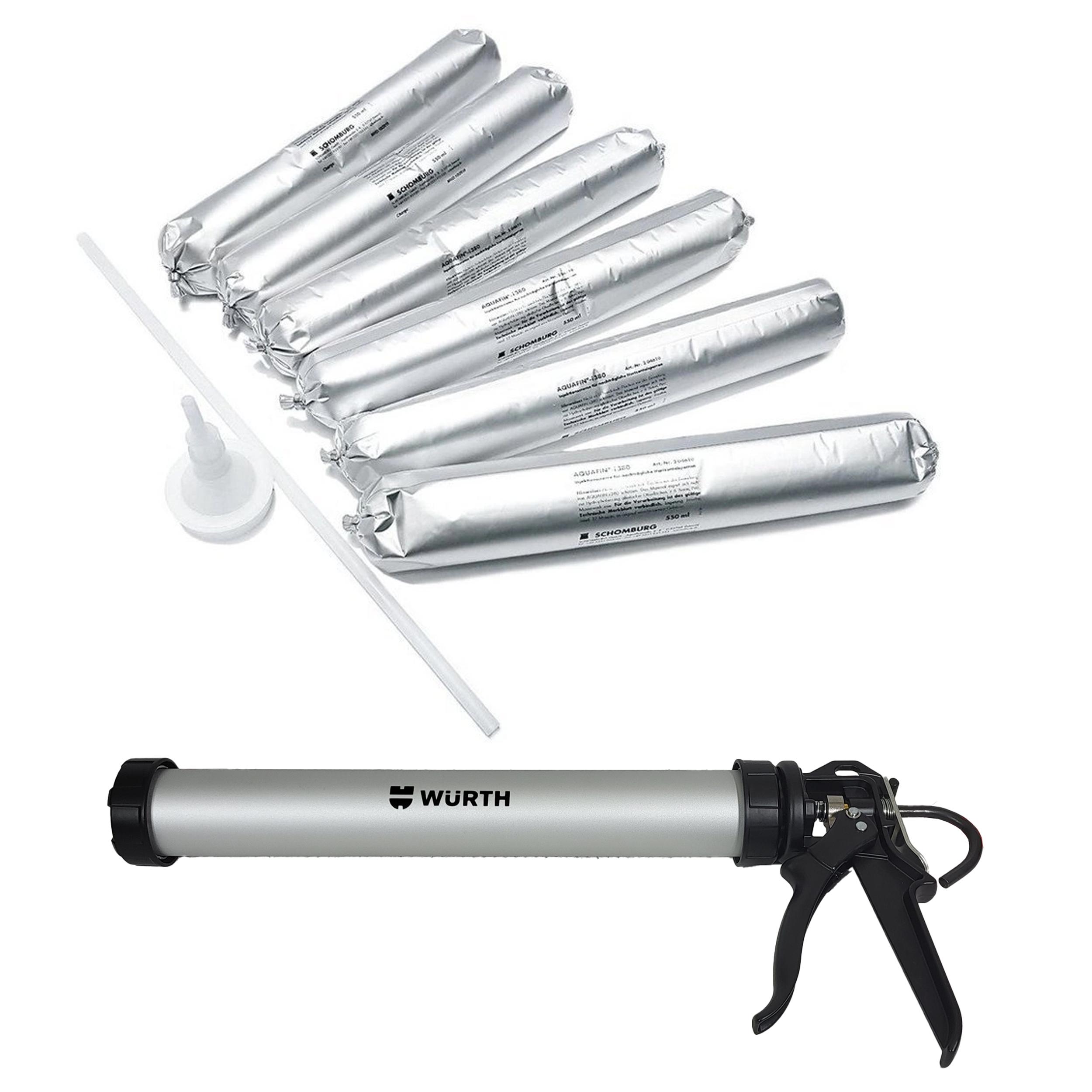 Set 6x SCHOMBURG Aquafin I380 6x550ML + Spritze Abdichtung Keller Horizontalsperre set 6x + spritze