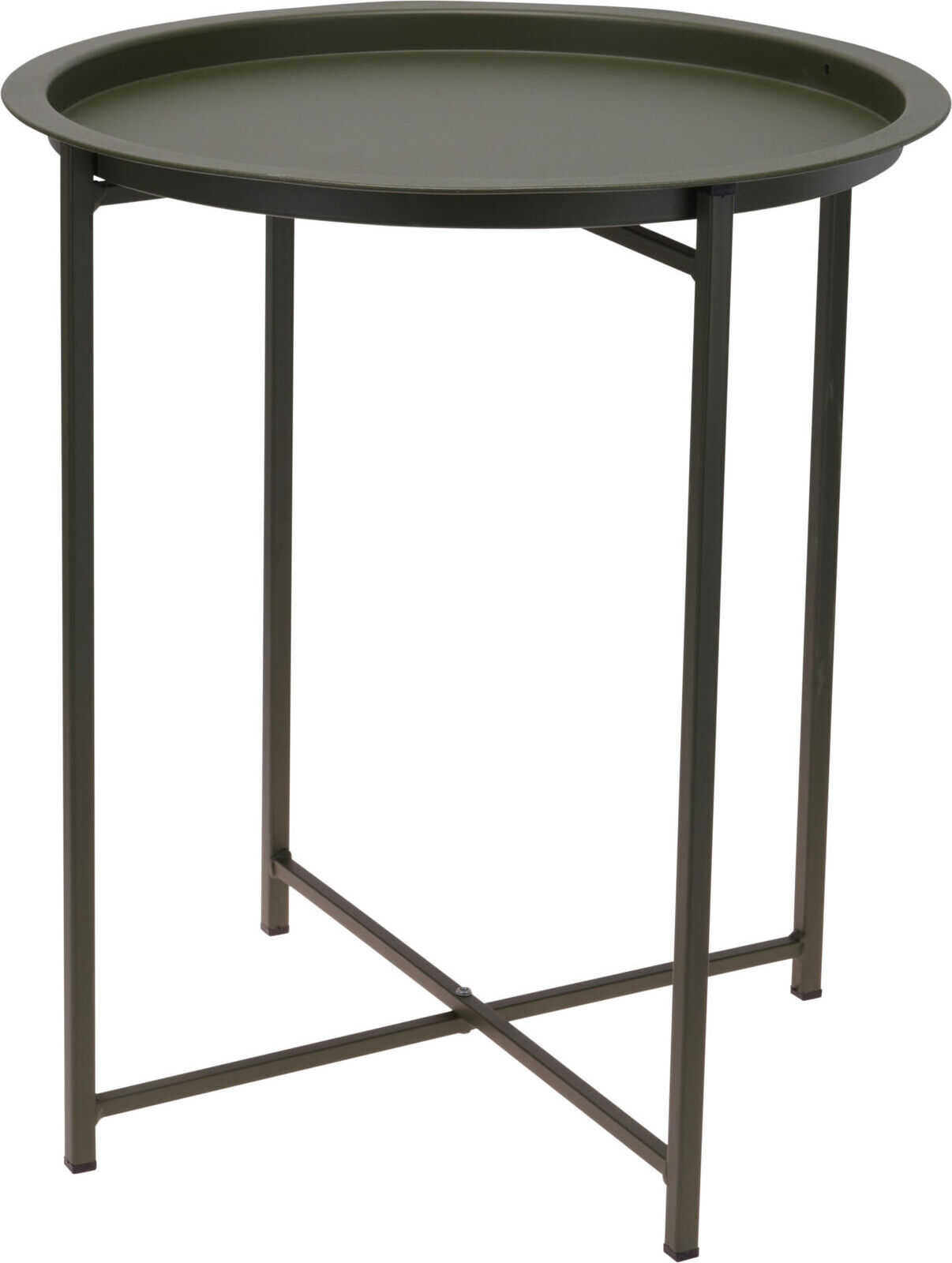 Spetebo Metall Beistelltisch grün klappbar - 41 cm Ø - mit abnehmbarer Tablett Tischplatte