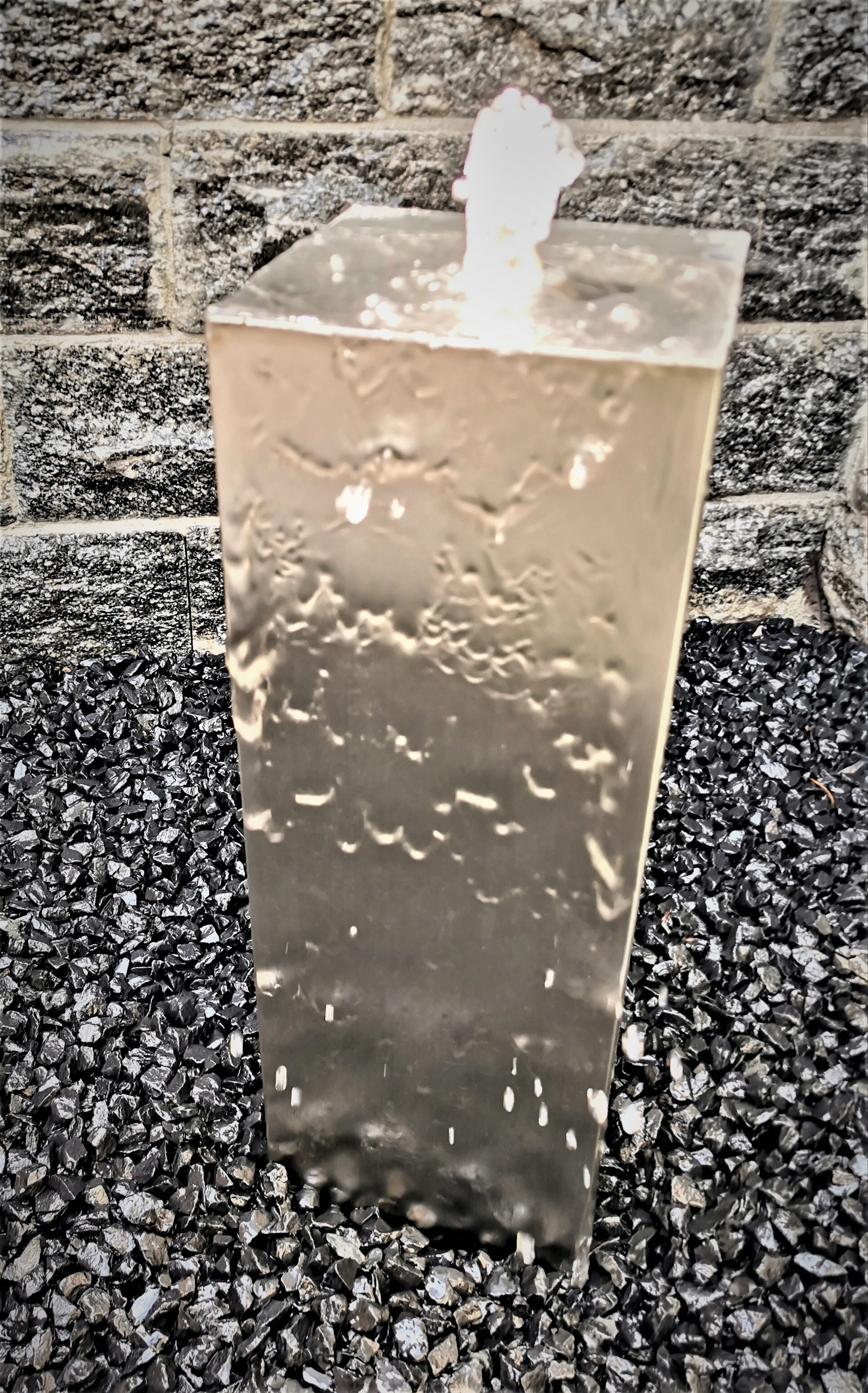 Jebao Säulenbrunnen 60 / 20 cm eckig Edelstahl matt gebürstet incl. LED ohne Becken Gartenbrunnen SB 100260