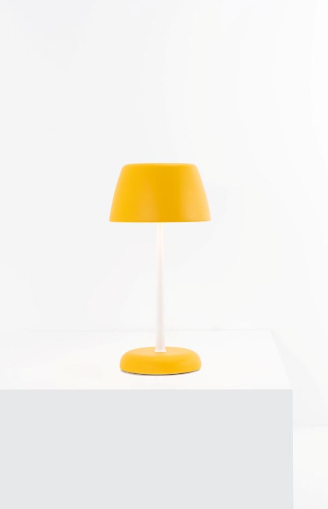 Smart Lamp Trilli Wi-Fi Zafferano - Wiederaufladbare LED, Touch, Wi-Fi-App, Weiß und Ocker dekorierte Keramik