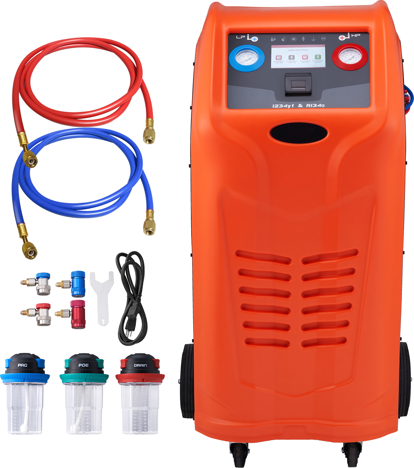 SucceBuy Fully Automatic Refrigerant Recovery Machine - Dual Cylinder Kit mit Kompressor, elektronischer Waage, Filter und Wiedergewinnungstank für R134A + R1234YF, nur für HVAC-Wiedergewinnung