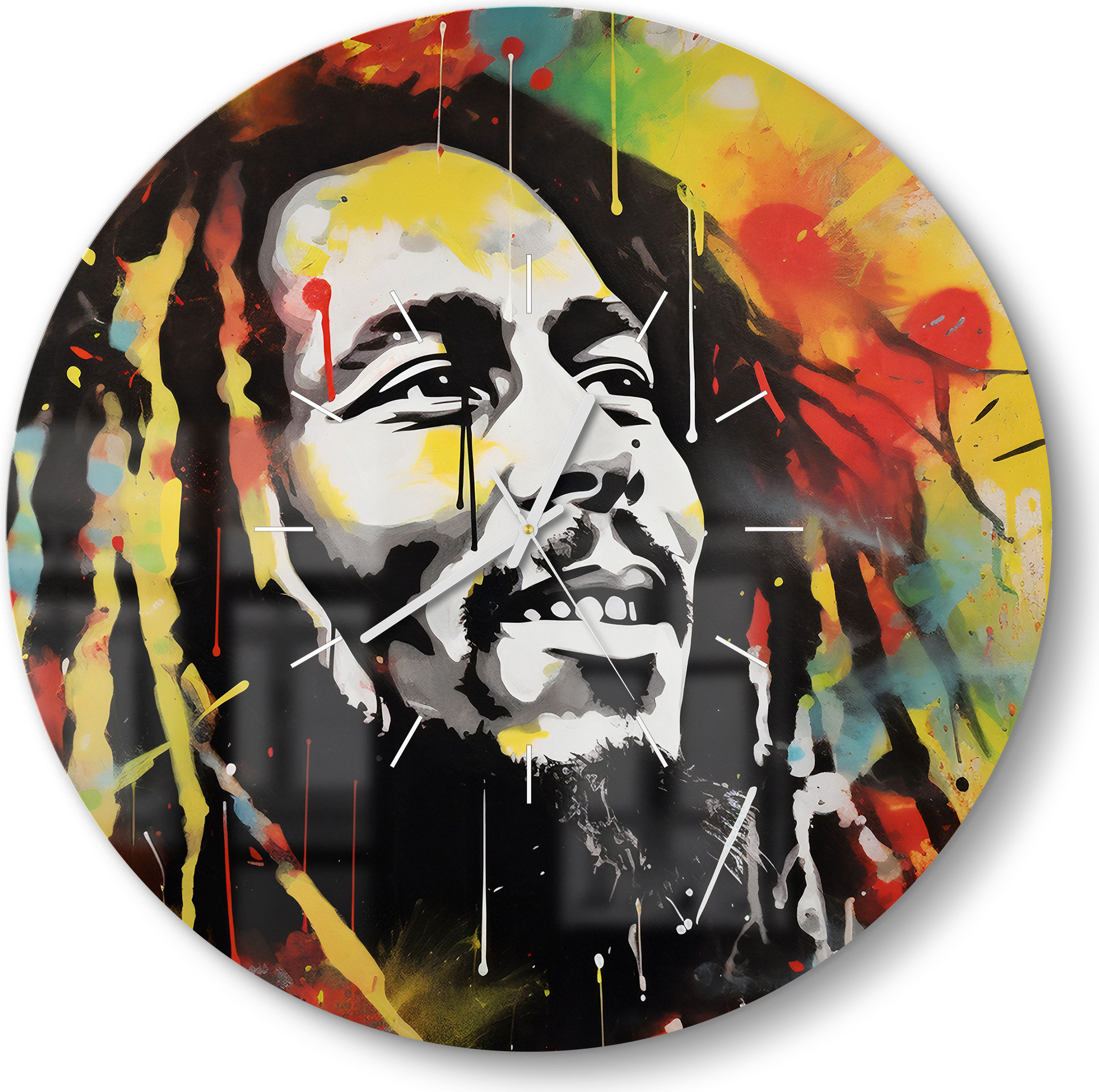 DEQORI Glasuhr Ø50 cm Modern 'Klangvolle Visionen' Wanduhr Glas Uhr Design leise Küchenuhr WC-D50-M-3719