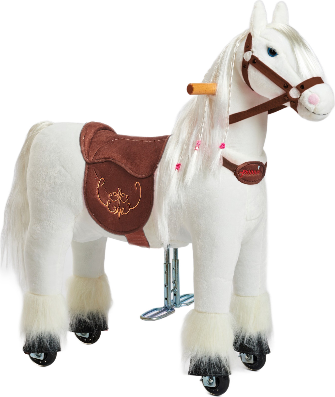 Ponnie Pferd auf Rollen Tiara S - Pony mit Rollen Kinder - Weißes Spielpferd H305